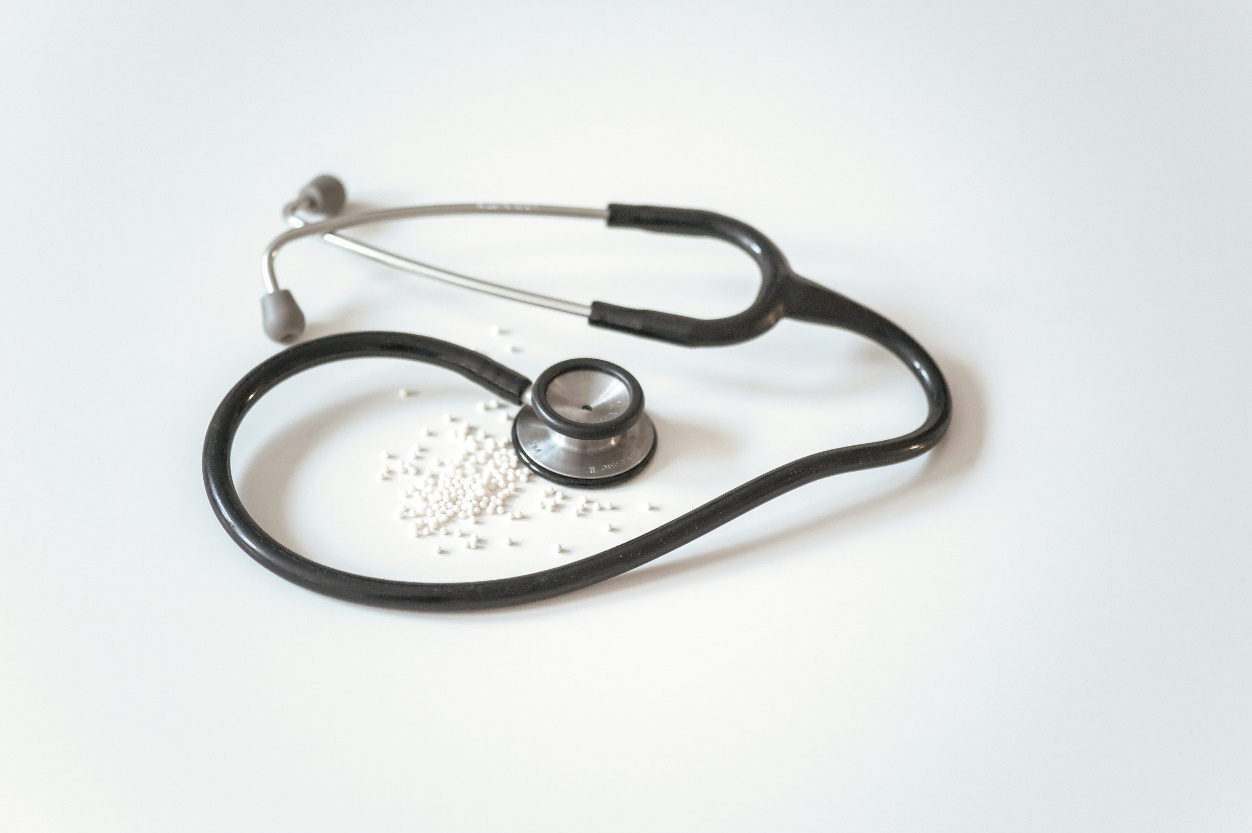 A stethoscope on a white background